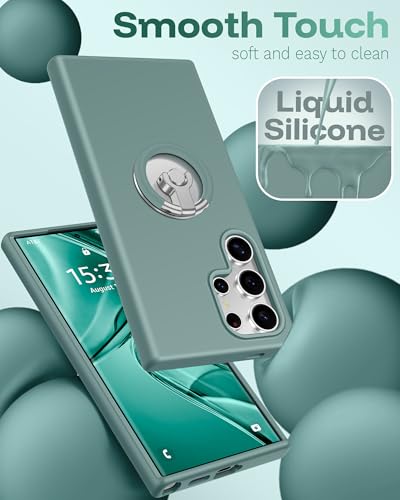 Coque Samsung Galaxy S22 Ultra silicone vert doublure microfibre douce - 3