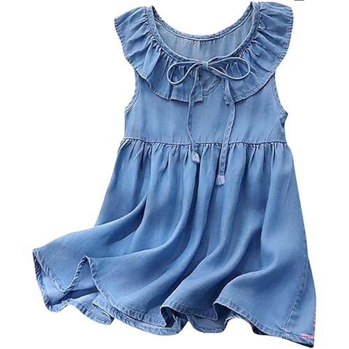 Robe en jean sans manches pour fille en soie glacée fraîche