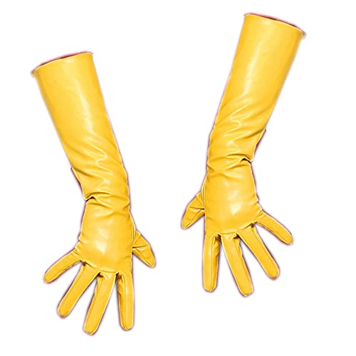 LAQWARM EXTRA LONG GLOVES Faux Leather Ginger Mustard Yellow Unisex
