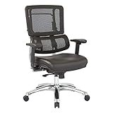 Office Star Vertical Black Mesh Back Managers Chair with Polished Aluminum Base