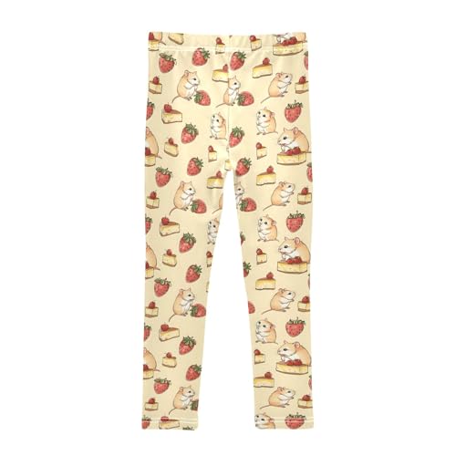 Mouse and Strawberry Cake Girls Leggings Kids Yoga Pants Athletic Tights Pants 4-10 Years2