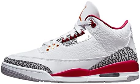 Nike Mens Air Jordan 3 Retro Sneaker, Adult, White/Lt Curry-Cardinal Red, 9.5 M US