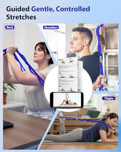 Image of Trideer Stretching Strap with Loops & Leg Lifter, Non-Elastic PT-Style Physical Therapy Strap for Knee Replacement Rehab, Hamstring, Calf & Back Stretcher Mobility, Hip, Shoulder & Yoga