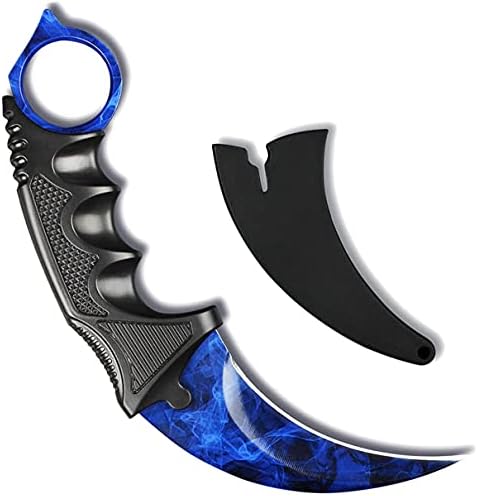 LDIWEE Karambit Knife, CS-GO Game Knife Fixed Blade Knife, Stainless Steel Knife with Sheath and Cord for Camping Hunting Hiking Adventure Collection - Blue
