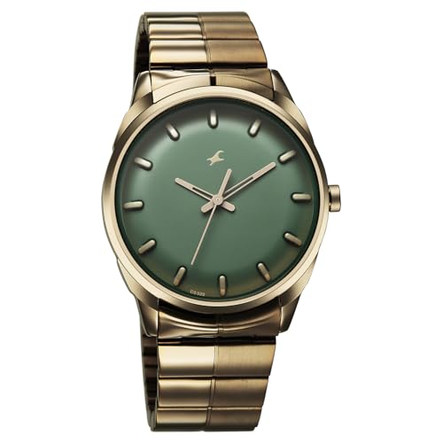 Image of Fastrack Chrome K Quartz Analog with Green Dial Titanium Stainless Steel Strap Watch for Men - 3273QM02