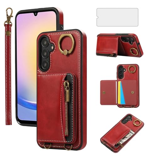 Étui Samsung Galaxy A25 5G Asuwish avec protection écran verre et portefeuille cuir