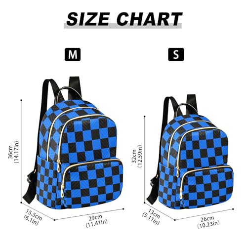 Image of ALAZA Black Dark Blue Checkered Plaid Women Backpack Purse Ladies Fashion Shoulder Bag Daypack Travel Bag 7.5L