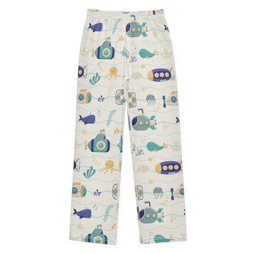 ZZXXB Submarine and Octopus Boys Long Pants Soft Trousers Elastic Waist Kids Lounge Bottoms with Pockets S-XL