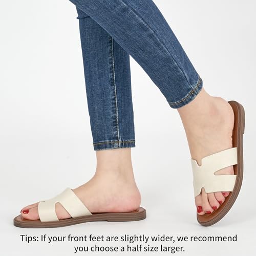 Ablanczoom Flat Sandals for Women Slides: Comfortable Slip On Womens Flats Shoes Dressy Summer Casual Beach Sandal 20253