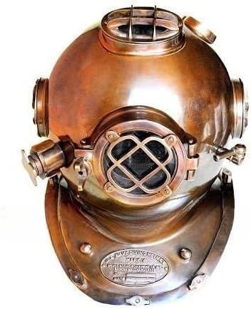 NauticalMart Spacial Antique Finish Divers Helmet Us Navy Scuba Brass Finish Helmet