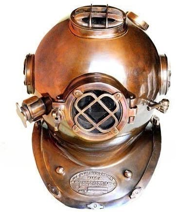 NauticalMart Spacial Antique Finish Divers Helmet Us Navy Scuba Brass Finish Helmet