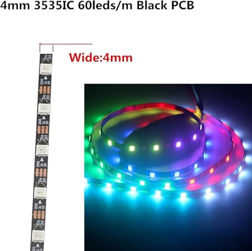 Tira de LED WS2812B RGB 1m 2m 5m 4mm 3535 SMD 60 LEDs/m miniatura 3