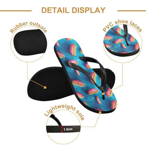 Flip Flop Sandals Colorful Hotdogs Print for Women Men Beach Outdoor XS3