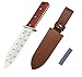 Produktbild ProtectorTech Grabungsmesser Digger Schaufel - rostfreies Japanisches Gartenmesser Hori Hori (mit Rot-Holz-Griff und brauner Ledertasche) - Metalldetektor Zubehör