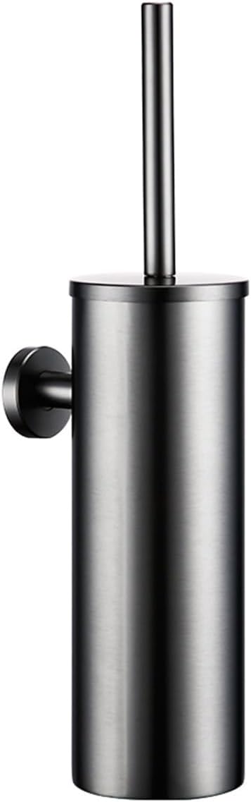 RAHBI Toilet Brush Holder Matte Black Bathroom Accessories Hardware Stainless Steel Material Wall Mount Cleaning Tool Durable Vertical Leisurely (Color : Gun Gray)