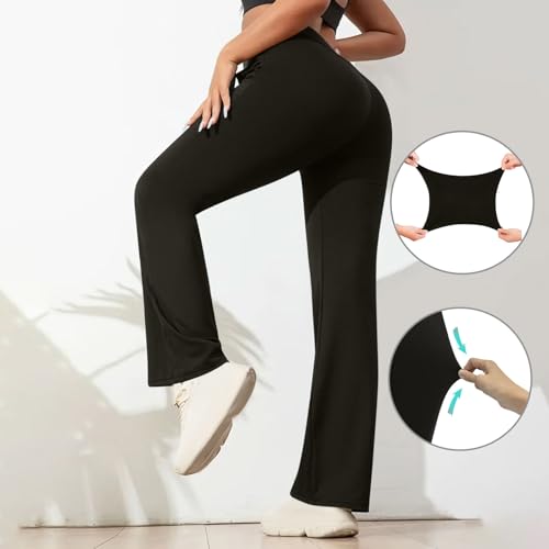 Womens Flared Pants High Waisted Straight Leg Business Work Dress Pants Soft Comfy Bell Bottoms Trousers with Pocket3