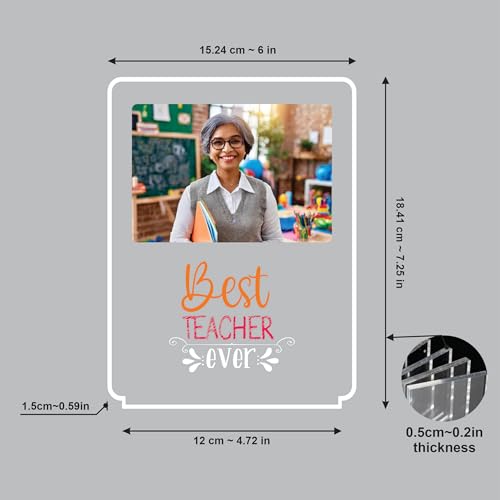 Image of Giftplease Customized LED Photo Frame Gift for Teacher Personalized Wooden Frame with LED Light Thank You, Farewell, retirement gift for teacher Custom Name /Text Engraved Frame CS 09