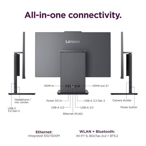 Image of Lenovo IdeaCentre 27 inch Touchscreen All-in-One Desktop Computer • 8-core Intel Core i5 Processor • 64GB DDR5 • 2TB SSD • Office 365 for The Web • Wireless KB&Mouse • Wireless Charging Base • Win 11
