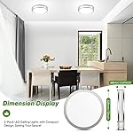 36W LED Ceiling Lights for Bedroom Kitchen, 3600lm Super Bright, Dimmable Flush Mount Light Fixtures 6500K/5000K/4000K/3000K/2700K Adjusted Modern Lamps 2PACK, 13 Inch, Nickle - Image 5