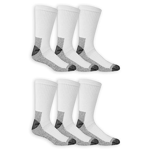 Fruit of the Loom mens Cotton Work Gear Crew Socks | Cushioned, Wicking, Durable | 6 Pack