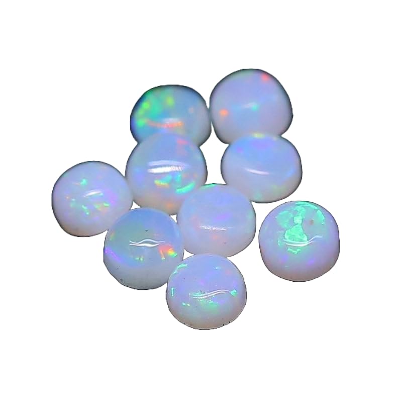 Opale australienne blanche 2mm : 50 cabochons ronds de qualité AAA pour création de bijoux