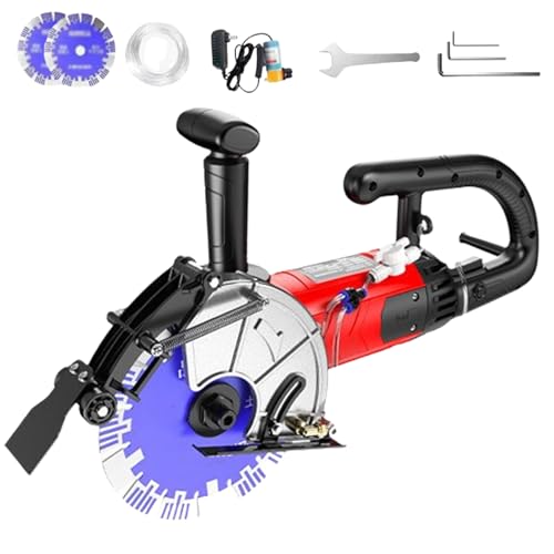 Macchina scanalatrice portatile per calcestruzzo, scanalatrice per muri ad alta potenza da 2800 W con doppia uscita dell'acqua spray, per tagli efficienti su superfici in marmo, granito e pietra.
