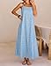 MEROKEETY Women's Summer Spaghetti Straps Sundress 2026 Casual Sleeveless Floral Lace Eyelet Boho Beach Maxi Dress, Blue, Medium
