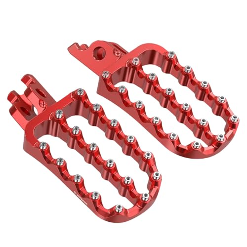 Repose-pieds larges moto Rally grip maximal en aluminium anodisé rouge