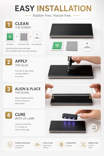 Image of Tempered Glass for Samsung Galaxy S23 Ultra (6.8 Inch) with Installation Kit | 9H Edge to Edge Screen Protector | Anti Scratch