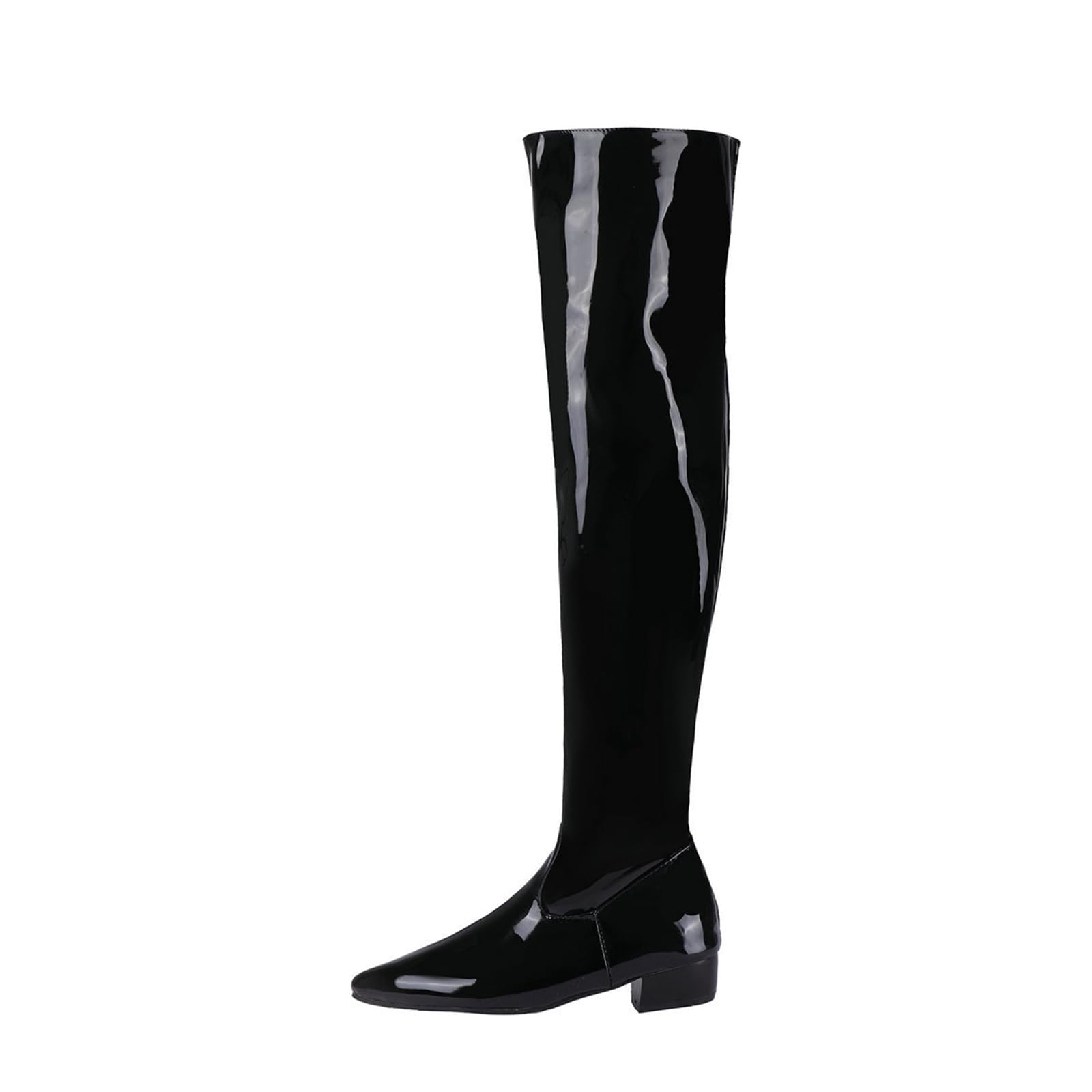 Stivali con Tacco Basso di Spessore Belle Donne di Grandi Dimensioni Over-The-Knee Stivali Lunghi