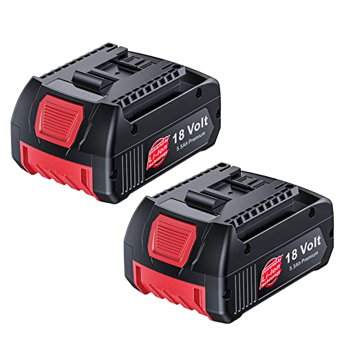 2Pcs 5500mAh 18V BAT610 Batterie de Remplacement pour Bosch BAT618 BAT618G BAT609 BAT609G BAT619 BAT619G BAT610G BAT612 BAT622 Batterie Li-ION d'Outil Electrique sans Fil Performance
