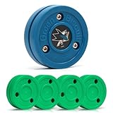 Green Biscuit 4-Pack Snipe New 2.0 Off Ice Hockey Pucks with 1 NHL Puck, Street Hockey Puck for Stickhandling and Shooting Practices - Official (San Jose Sharks)
