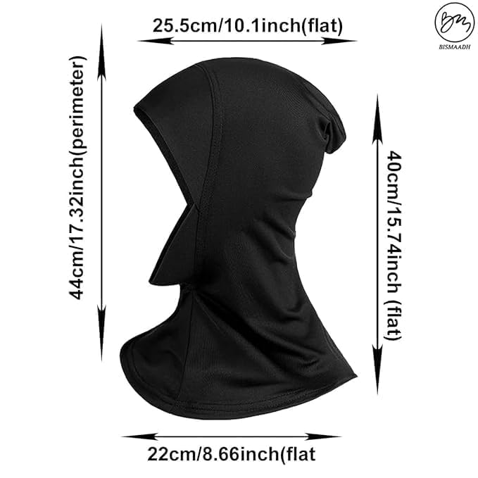 BISMAADH 4 Pieces Modal Hijab Cap Adjustable Stretchy Turban Full Neck Cover Shawl Cap Full Neck Coverage for Lady3