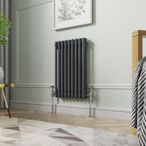 NRG 600 x 425mm Traditional Anthracite Horizontal Cast Iron Style Radiator Double Panel