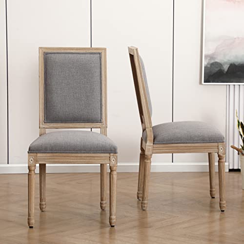 Furniliving French Country Dining Chairs Set Of 2, Upholstered Dining Room Chairs With Back Farmhouse Kitchen Chairs For Living Room, Kitchen, Restaurant (Lightgrey-Square) #TOP6