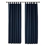 schlaufen gardinen blau SCHATTIERUNGSLEISTUNG - Diese raumverdunkelnden Vorhänge verhindern, dass Wärme entweicht, und verhindern, dass Sonnenlicht in die Räume gelangt. Die Blickdichten Gardinen mit schwarzer Zwischenschicht hat einen besseren Verdunkelungseffek. Diese blickdichten Vorhänge können Ihren hochwertigen und ungestörten Schlaf sicherstellen. Sie sind perfekt für Schlafzimmer, Kinderzimmer ,Wohnzimmer und Gästezimmer.