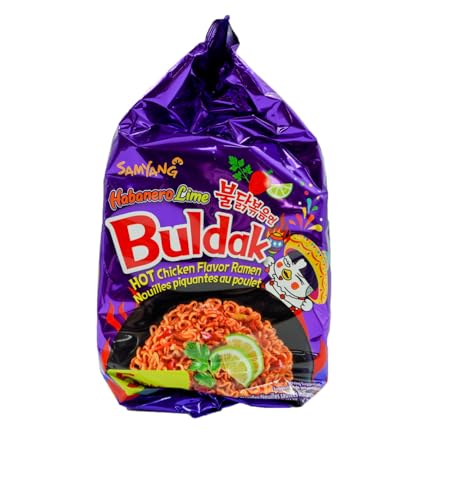 SAMYANG Habanera Lime Hot Chicken Flavor Ramen Nouilles Piquantes Au Poulet Pack Of 5,0.73 Kilograms