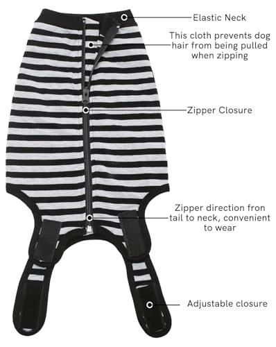 Image of Dog Surgery Recovery Suit Dogs Neuter Spay Female Male Protective Clothes,Black Striped 3XL