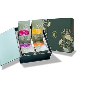 Luxmi Estates – Tea Set – All Day Wellness – 4 Packs with Valerian, Ashwagandha, Turmeric Ginger and Hibiscus Rose Tea – Great Gift Set for Adults