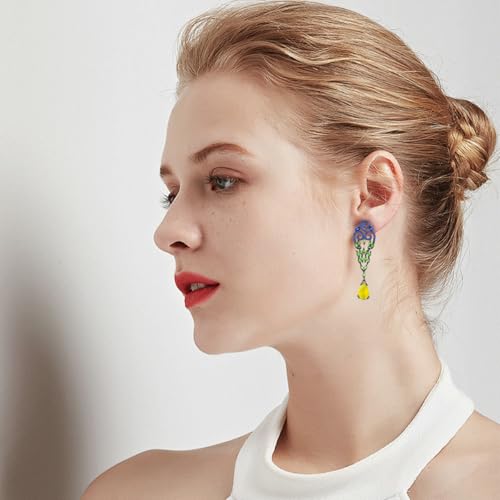 Crystal Dangle Drop Vintage Earrings for Women Teardrop Chandelier Cubic Zirconia Hypoallergenic Statement Wedding Prom Palace Earrings for Mom Wife Her2