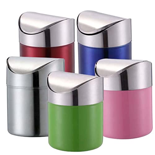 Papelera compacta de acero inoxidable para escritorio miniatura 2