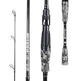 Sougayilang Fishing Rod - Medium 2Pc Graphite Composite Blank Spinning & Casting Rod, Camouflage EVA Grip, Smooth Transition Fishing Pole-Grey-6'10''-Spinning