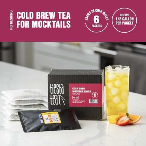 Image of Tiesta Tea - Cold Brew Mocktail Faves Variety Pack, Loose Leaf Fruity Teas, Assorted Sample Set, Cold Brew Packets, Each Makes a 64oz Pitcher (Pack of 6)
