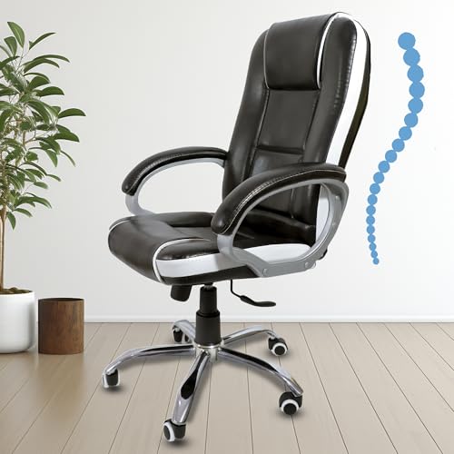 Image of FUGO by Nice Goods Ergonomic Executive High Back Office Chair, Home Desk Office Chair, Revolving Chair with Tilting Mechanism and Metal Base (Black)