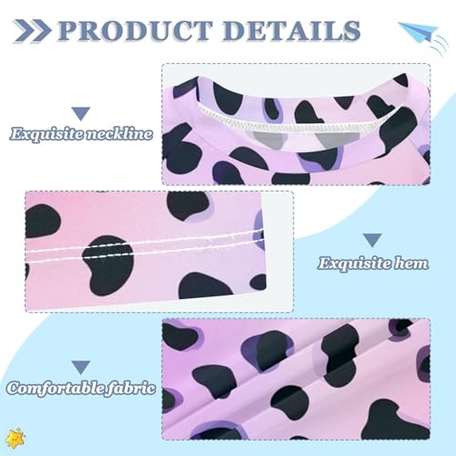 CaTaKu Light Purple Leopard Print Boys Rash Guard Swim Shirts Toddler Quick Dry UPF 50+ Rashguard Short Sleeve 3-12T3