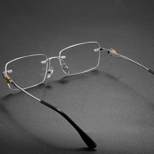 Image of Pure Titanium Rimless Glasses Frame for Men Rectangle Optical Frameless Eyeglasses Frames Lightweight Eyewear YJ2201