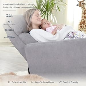 Nurture The Glider Premium Power Recliner Nursery Glider Chair with Adjustable Head Support Designed with a Thoughtful Combination of Function and Comfort Built in USB Charger Gray