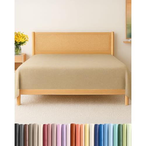 Twin XL Size Flat Sheet - College Dorm Top Flat Bed Sheet Only - Ultra-Soft, Breathable & Cooling - Fade & Wrinkle Resistant - Stain & Shrink Resistant Bedding - Easy-Fit & Oeko-Tex - Heathe