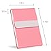 JuneLsy Business Card Holder Case - Professional PU Leather Business Card Case Metal Name Card Holder Pocket Business Card Carrier for Women with Magnetic Shut (Pink-JG)