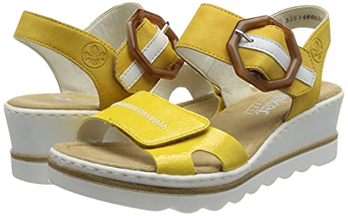 Rieker 67476, Sandali Donna, Giallo, 40 EU